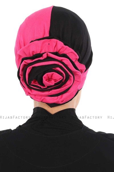 Clara - Fuchsia & Svart Bomull Turban