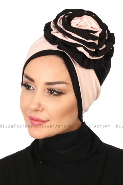 Clara - Gammelrosa & Svart Bomull Turban