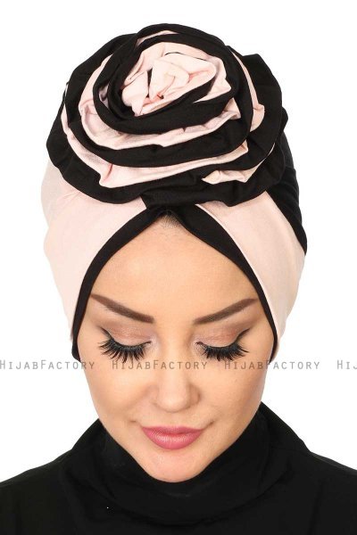 Clara - Gammelrosa & Svart Bomull Turban