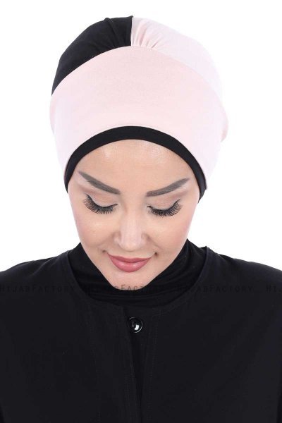 Clara - Gammelrosa & Svart Bomull Turban