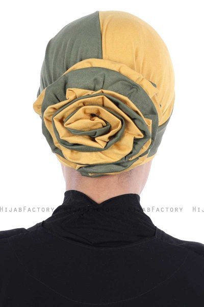 Clara - Khaki & Senapsgul Bomull Turban