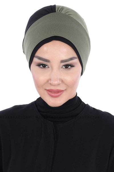 Clara - Khaki & Svart Bomull Turban