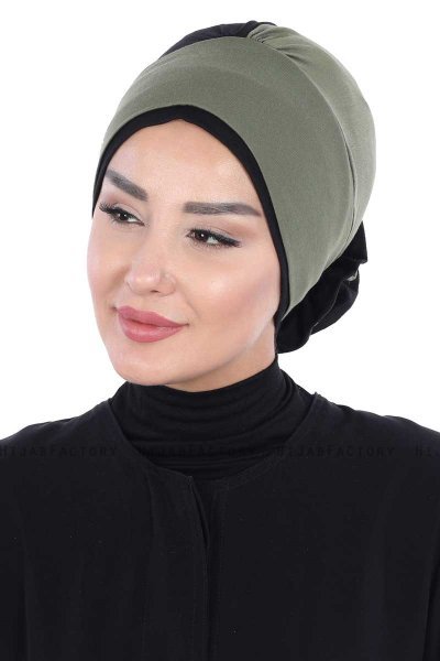 Clara - Khaki & Svart Bomull Turban