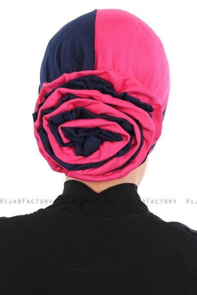 Clara - Marinblå & Fuchsia Bomull Turban
