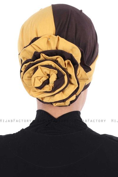 Clara - Senapsgul & Brun Bomull Turban
