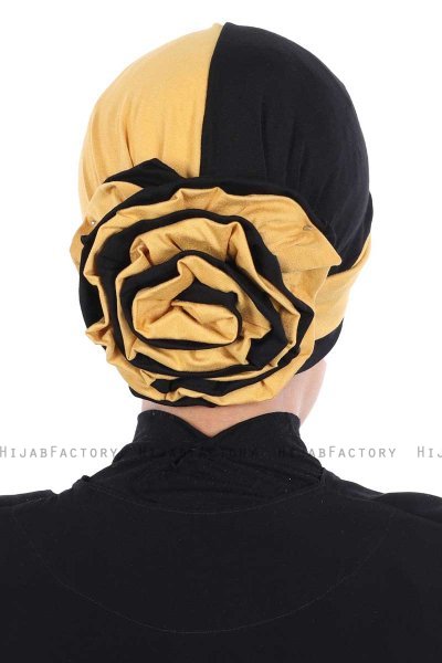 Clara - Senapsgul & Svart Bomull Turban