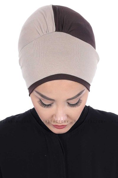 Clara - Taupe & Brun Bomull Turban