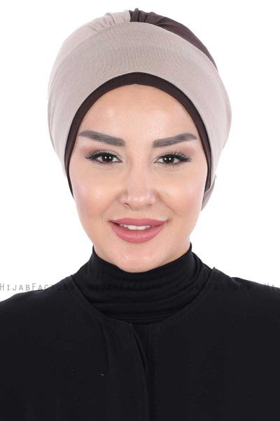 Clara - Taupe & Brun Bomull Turban