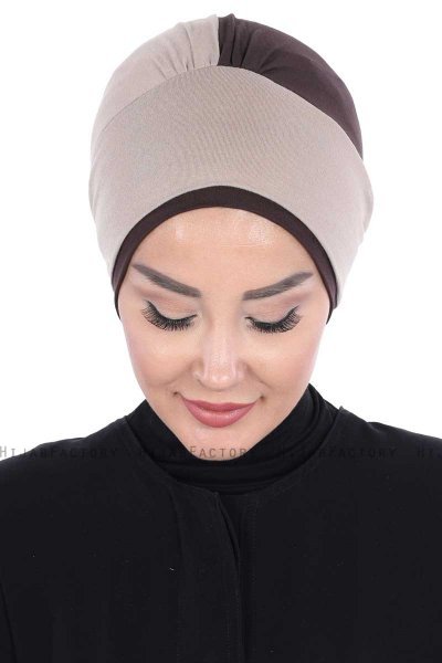 Clara - Taupe & Brun Bomull Turban