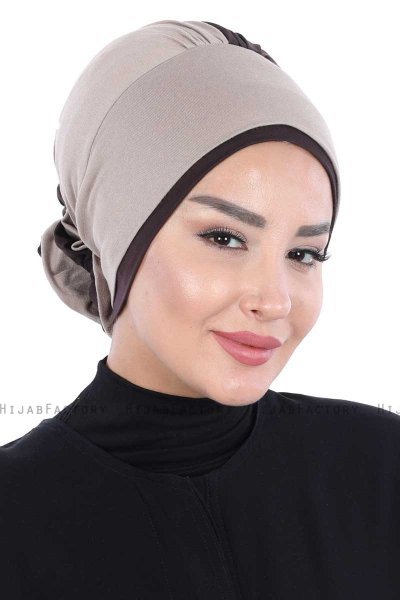 Clara - Taupe & Brun Bomull Turban