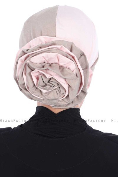 Clara - Taupe & Gammelrosa Bomull Turban