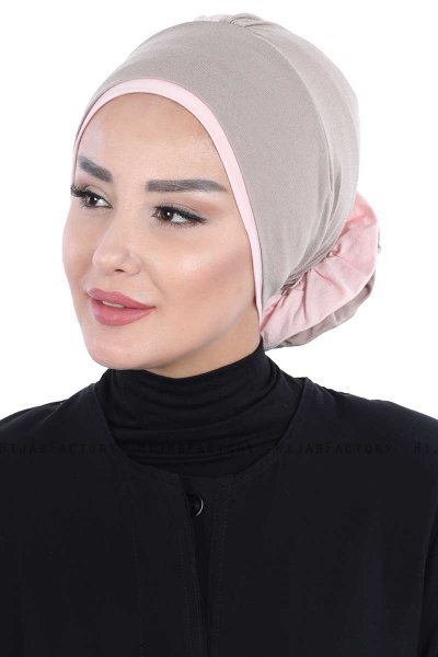 Clara - Taupe & Gammelrosa Bomull Turban