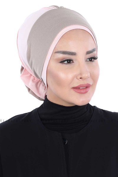 Clara - Taupe & Gammelrosa Bomull Turban