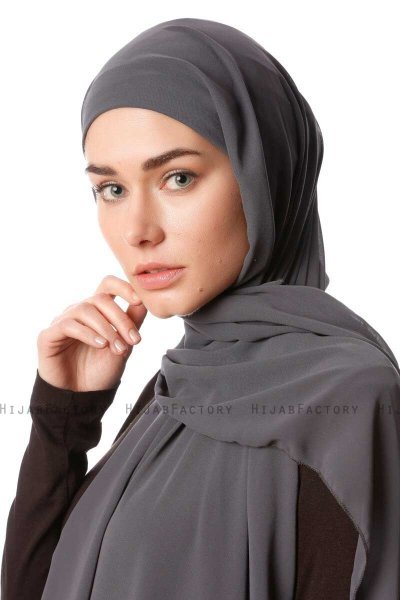 Derya - Antracit Praktisk Chiffon Hijab