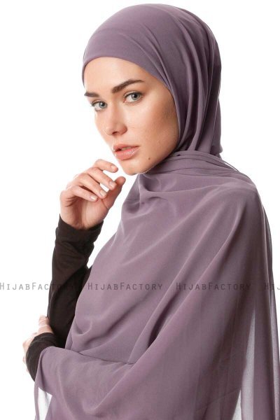 Derya - Lila Praktisk Chiffon Hijab