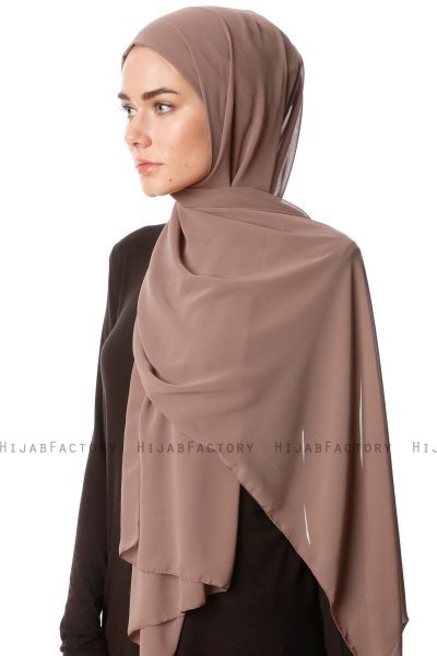 Derya - Mörk Taupe Praktisk Chiffon Hijab