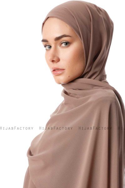 Derya - Mörk Taupe Praktisk Chiffon Hijab
