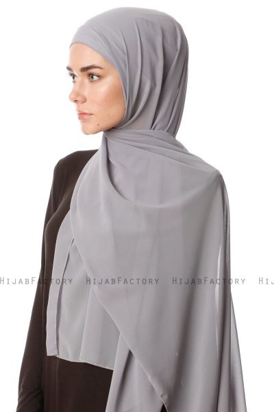 Derya - Mörkgrå Praktisk Chiffon Hijab