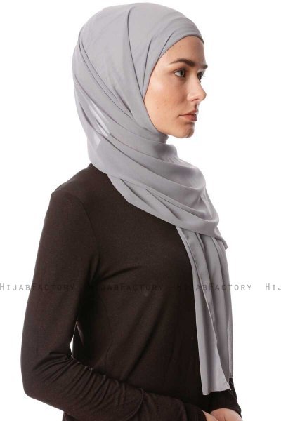 Derya - Mörkgrå Praktisk Chiffon Hijab