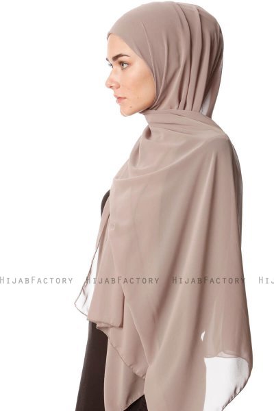 Derya - Ljus Taupe Praktisk Chiffon Hijab