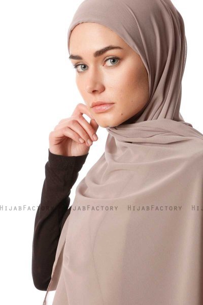 Derya - Ljus Taupe Praktisk Chiffon Hijab