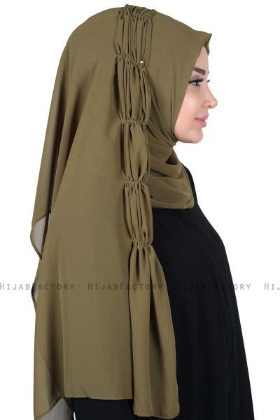 Disa - Khaki Praktisk Chiffon Hijab