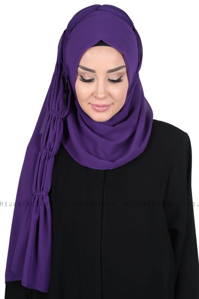 Disa - Lila Praktisk Chiffon Hijab