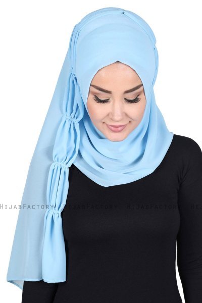 Disa - Ljusblå Praktisk Chiffon Hijab