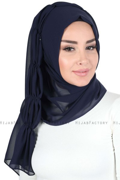 Disa - Marinblå Praktisk Chiffon Hijab