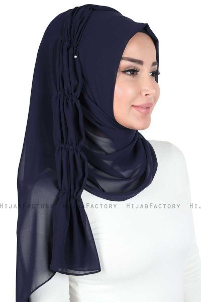 Disa - Marinblå Praktisk Chiffon Hijab