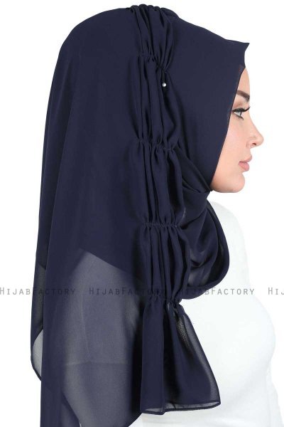 Disa - Marinblå Praktisk Chiffon Hijab