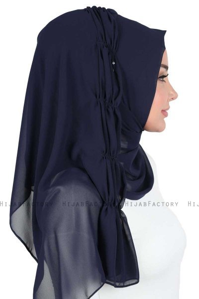 Disa - Marinblå Praktisk Chiffon Hijab