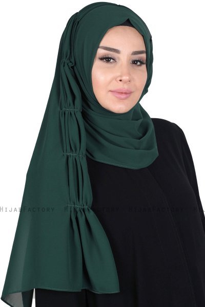 Disa - Mörkgrön Praktisk Chiffon Hijab