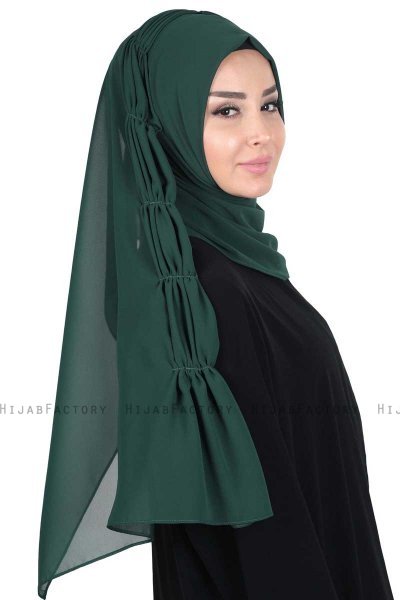 Disa - Mörkgrön Praktisk Chiffon Hijab
