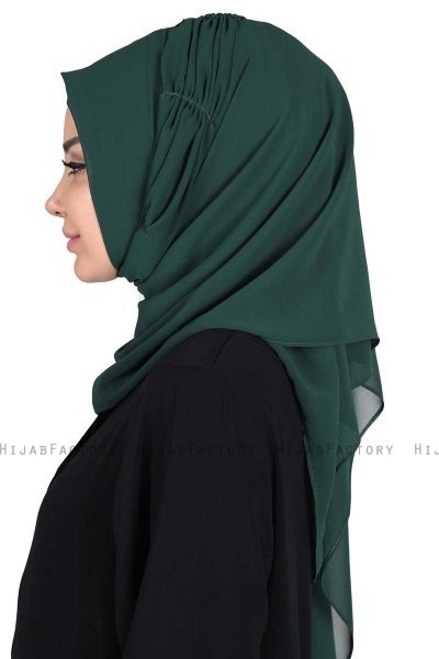 Disa - Mörkgrön Praktisk Chiffon Hijab
