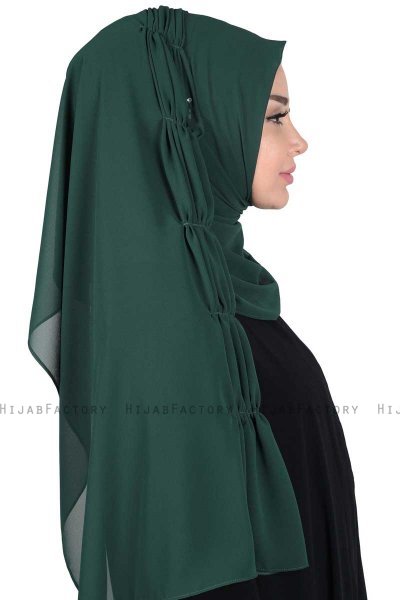 Disa - Mörkgrön Praktisk Chiffon Hijab