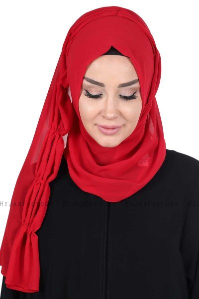 Disa - Röd Praktisk Chiffon Hijab