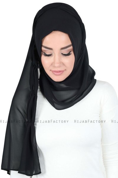 Disa - Svart Praktisk Chiffon Hijab