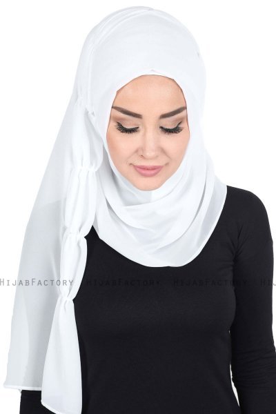 Disa - Vit Praktisk Chiffon Hijab