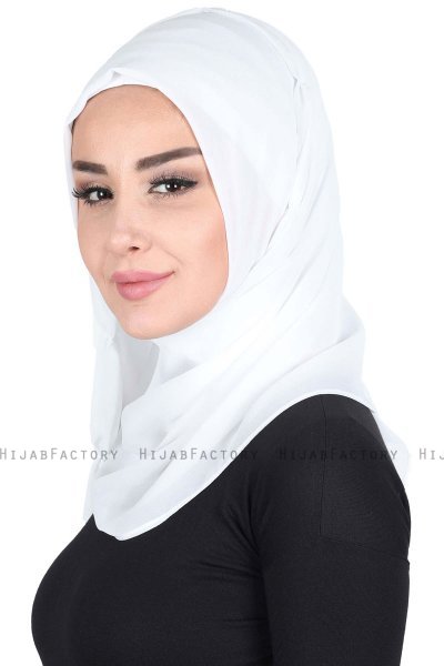Disa - Vit Praktisk Chiffon Hijab