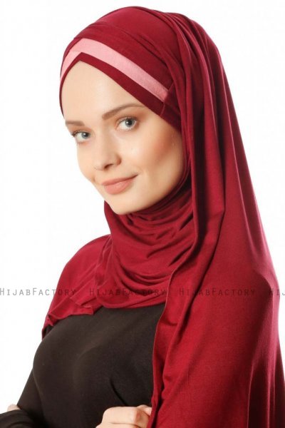 Duru - Bordeaux & Mörkrosa Jersey Hijab