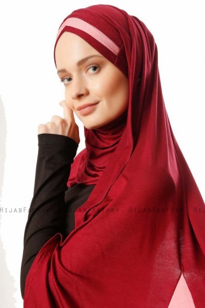 Duru - Bordeaux & Mörkrosa Jersey Hijab
