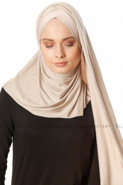Duru - Ljus Taupe & Gammelrosa Jersey Hijab