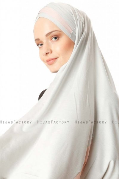 Duru - Ljusgrå & Gammelrosa Jersey Hijab