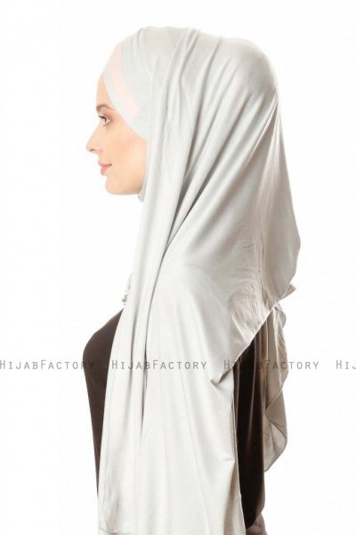 Duru - Ljusgrå & Gammelrosa Jersey Hijab