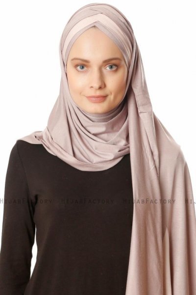 Duru - Stengrå & Gammelrosa Jersey Hijab