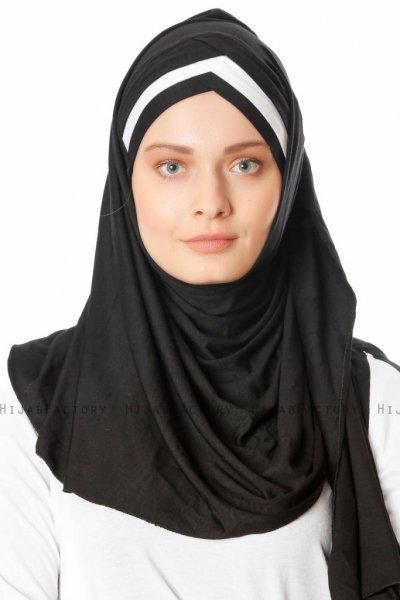 Duru - Svart & Grå Jersey Hijab