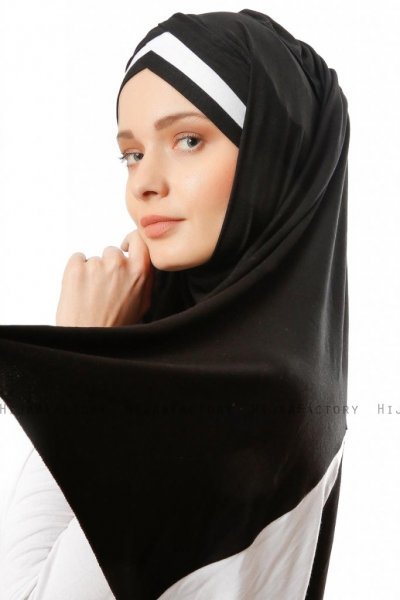 Duru - Svart & Vit Jersey Hijab