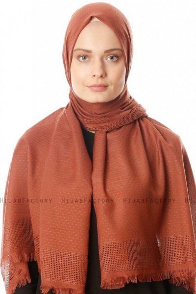 Ebru - Tegelröd Bomull Hijab