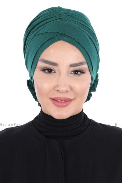 Elisabeth - Mörkgrön Bomull Turban